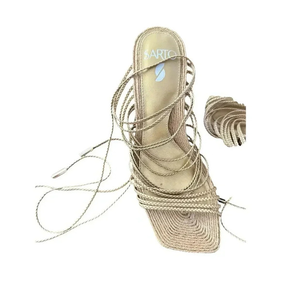 Sarto By Franco Sarto Open Toe Regina Ankle Tie Oat Sandal Size 7M - Picture 5 of 6